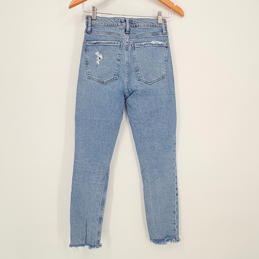 AGOLDE Nico High Rise Straight Leg Jeans Light Wash Distressed Raw Hem Size 25 - Picture 5 of 16